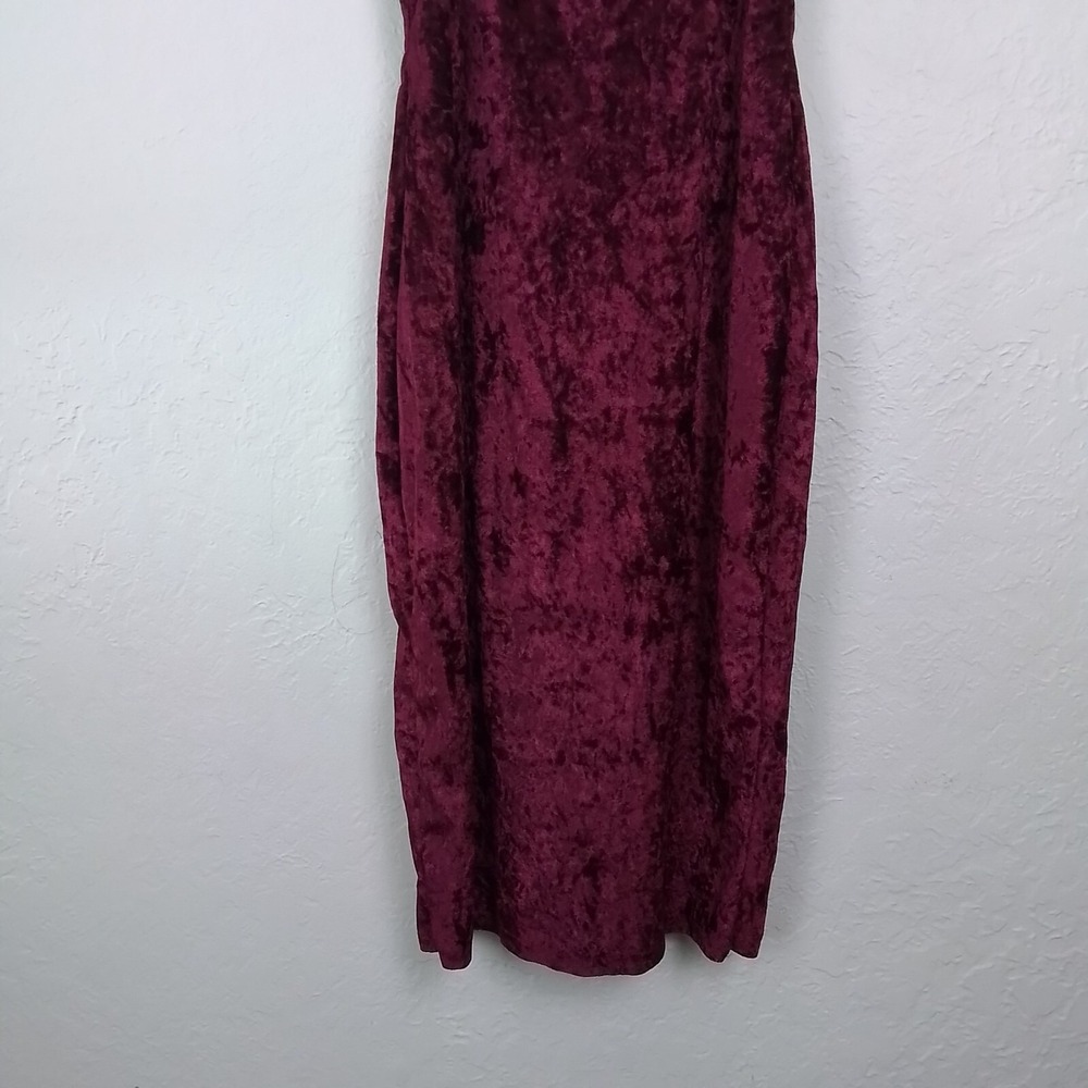 Crushed Velvet‎ Womens Red Sleeveless Adjustable Spaghetti Strap Bodycon Dress L - Picture 9 of 13